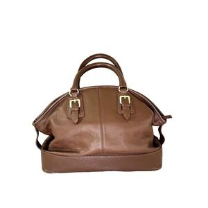 VTG Talbots Brown Pebbled Leather Shoulder Bag Purse Earthy Boho Preppy Zip Hobo